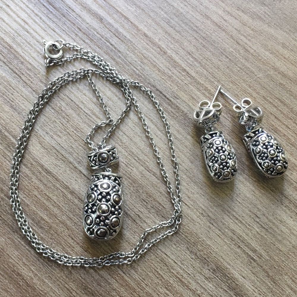 Vintage Bundle of 2 Pewter Jewelry Set